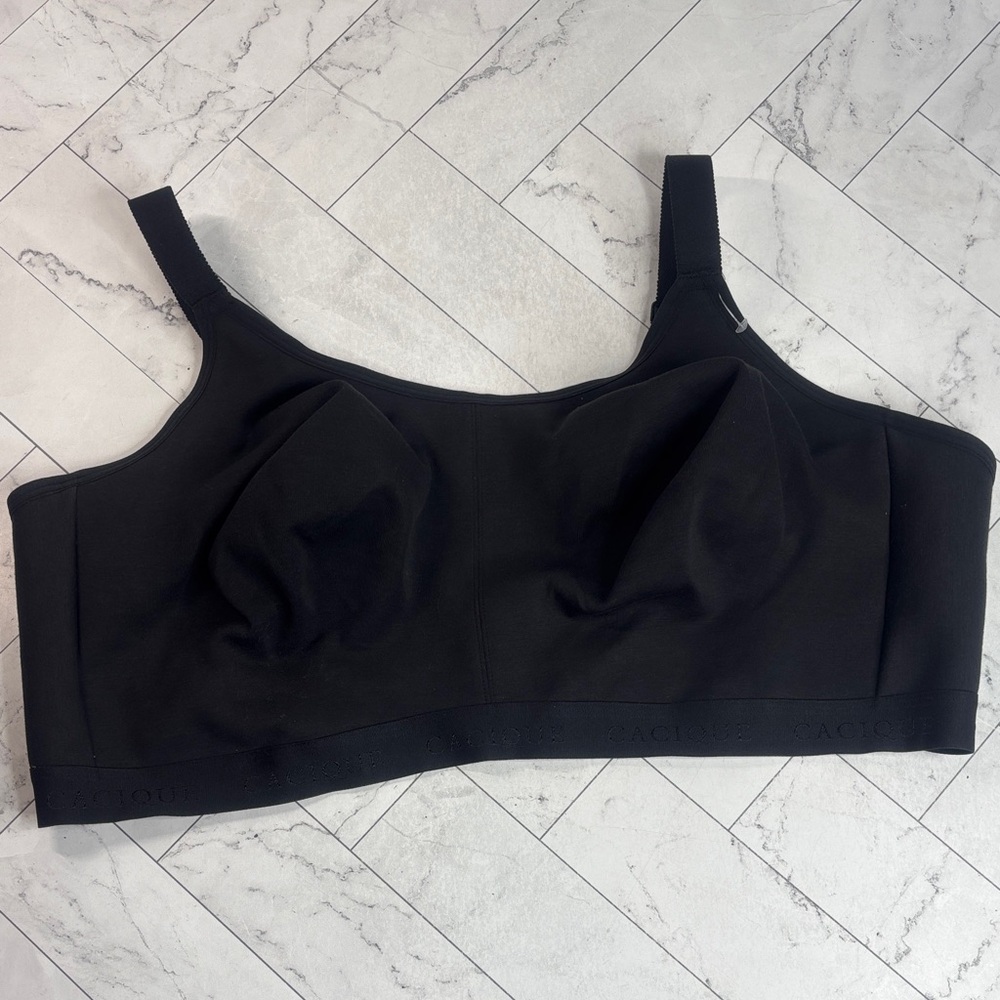 NWT Cacique Lane Bryant Womans Bra Black Cotton Unlined Scoop Back NO WIRE 50DDD